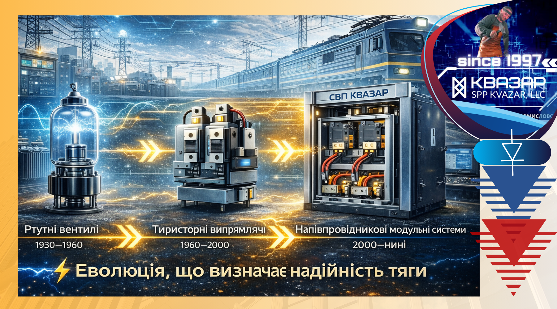 Еволюція силових випрямлячів для тягового електроприводу електровозів від ртутних вентилів до напівпровідникових модулів