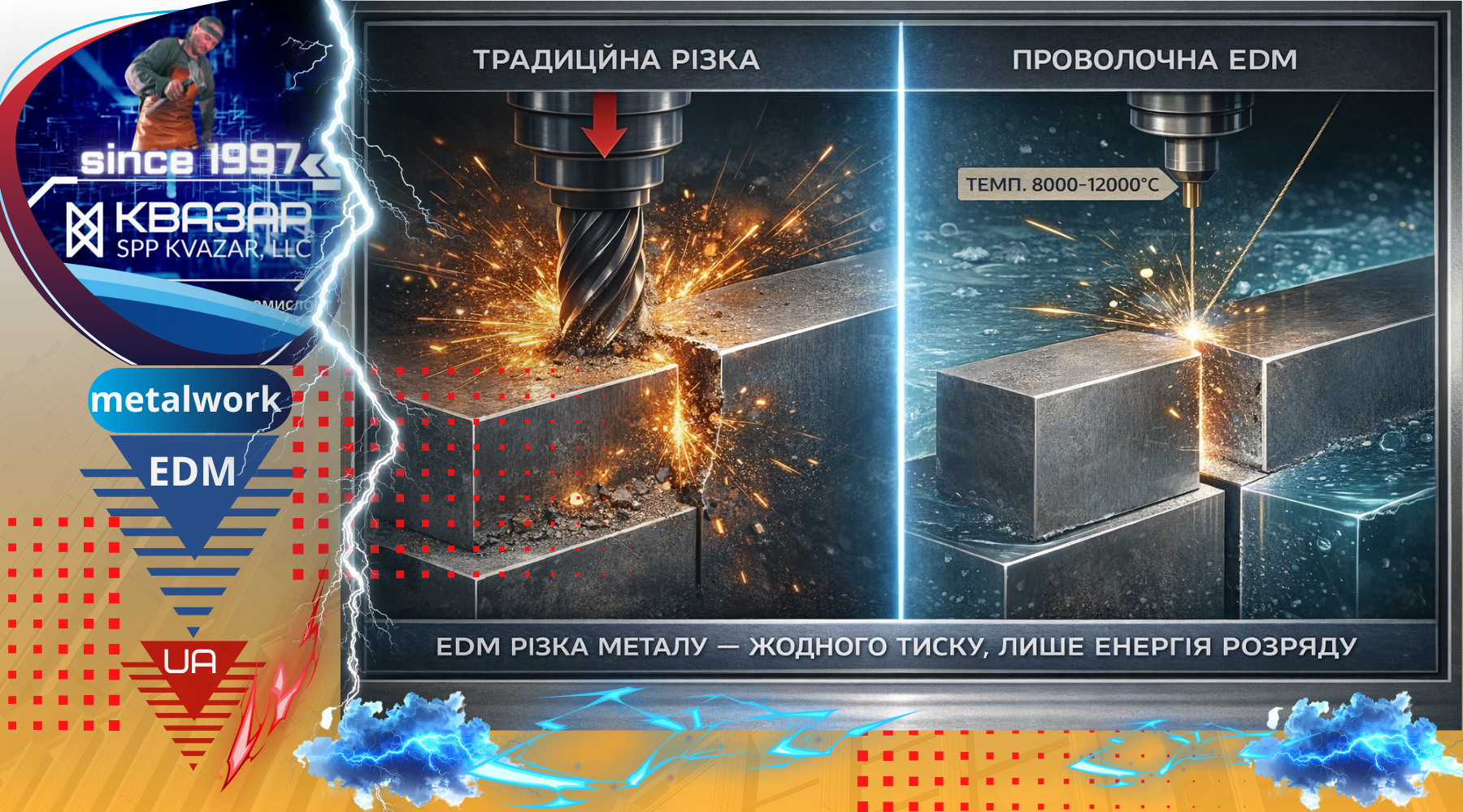 електроерозійна обробка металу Wire EDM різка дротом безконтактний процес іскрова обробка високоточних деталей