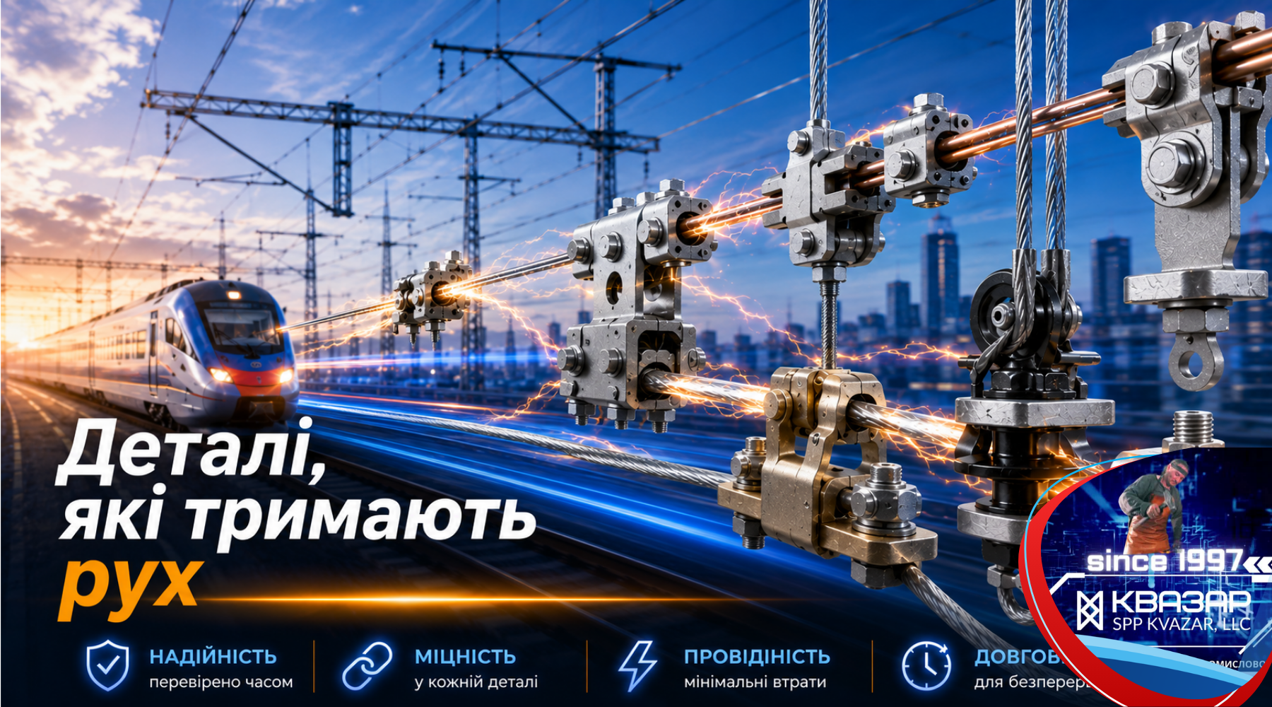 Компоненти контактної мережі залізниці виробництва СВП КВАЗАР