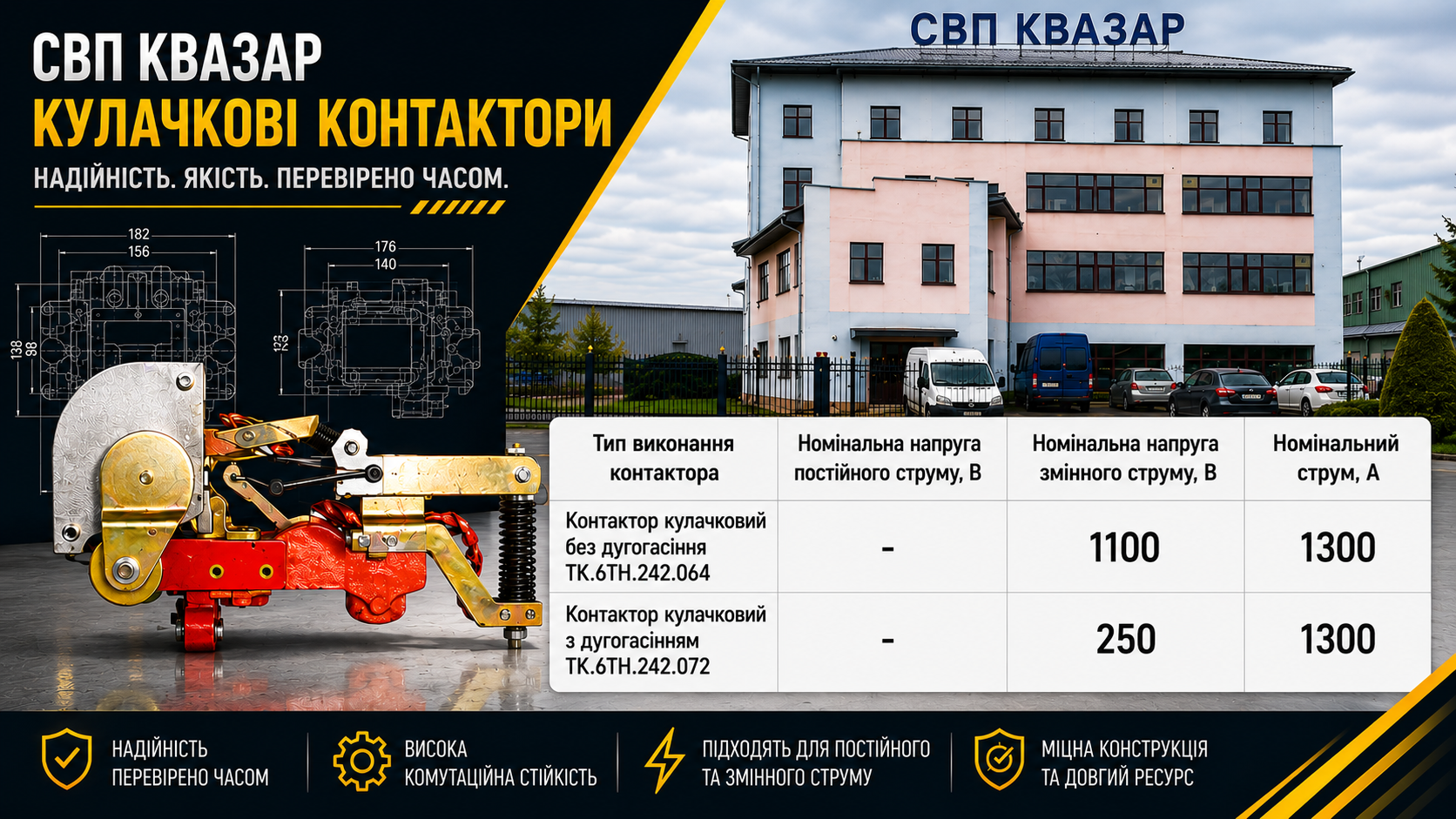 Характеристики контакторів кулачкових ТК.6ТН з дугогвсінням та без