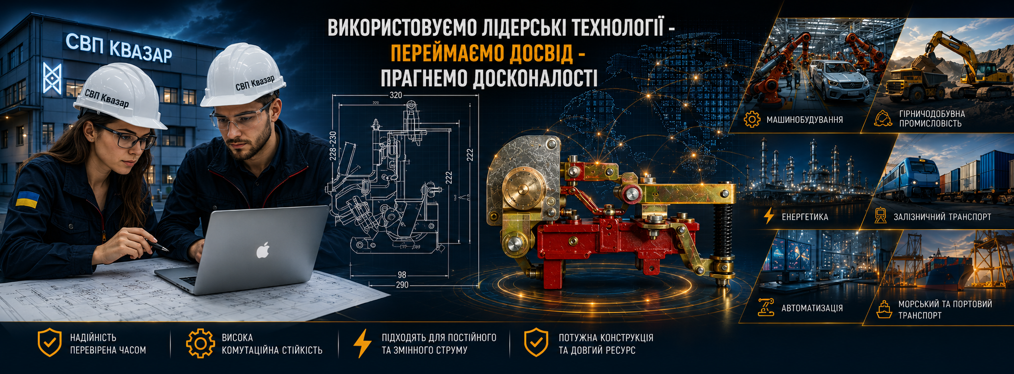 СВП КВАЗАР використовує сучасні технології при виготовленні кулачкових контакторів