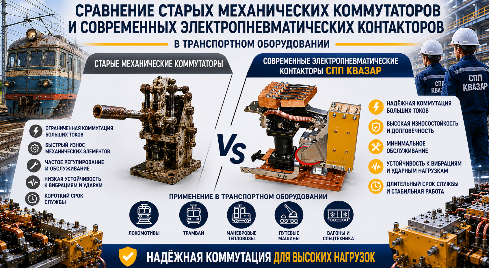 Преимущества электропневматических контакторов для транспорта (аналитика СПП КВАЗАР)