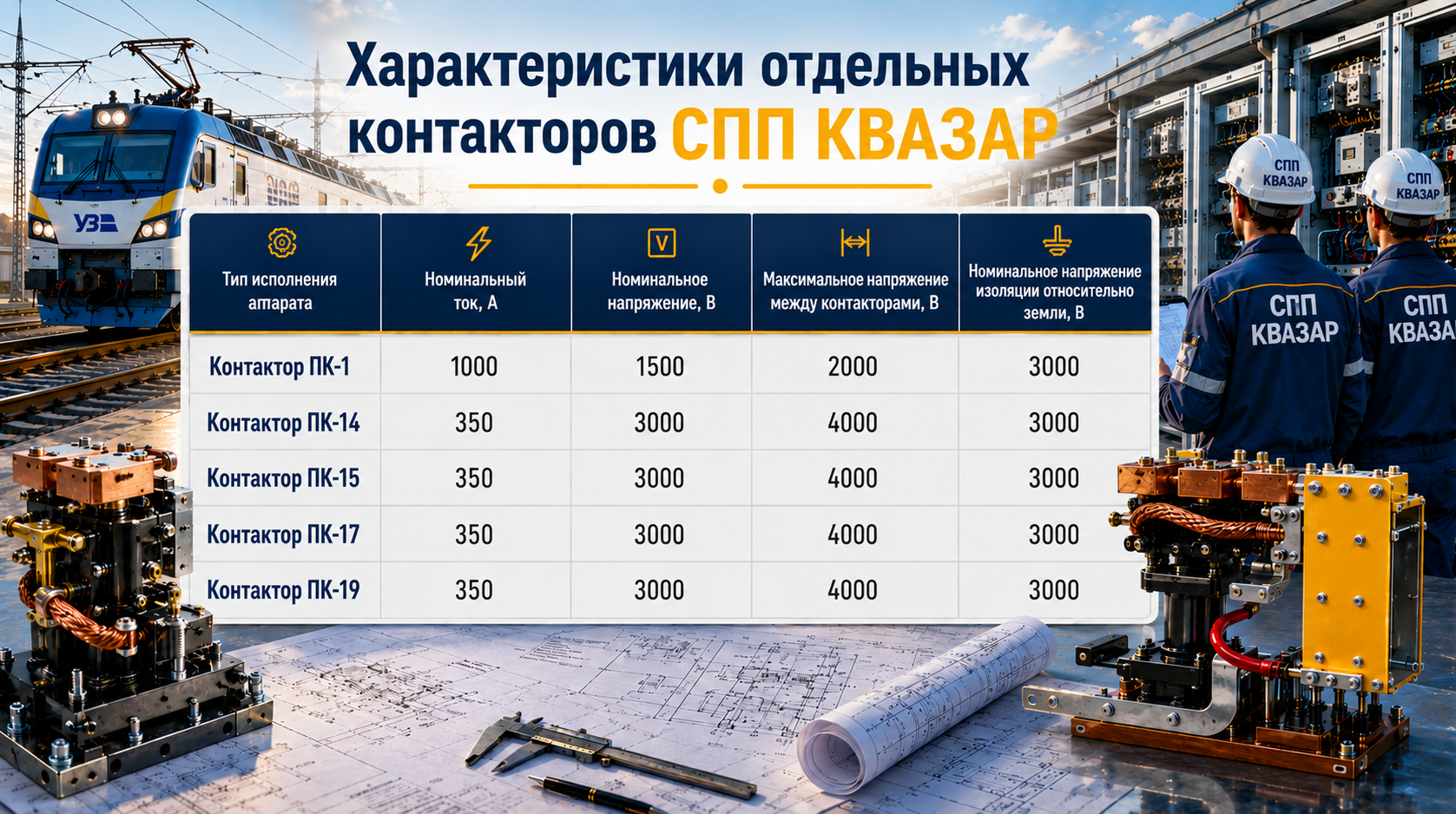 Характеристики отдельных контакторов СПП КВАЗАР (аналитика СПП КВАЗАР)