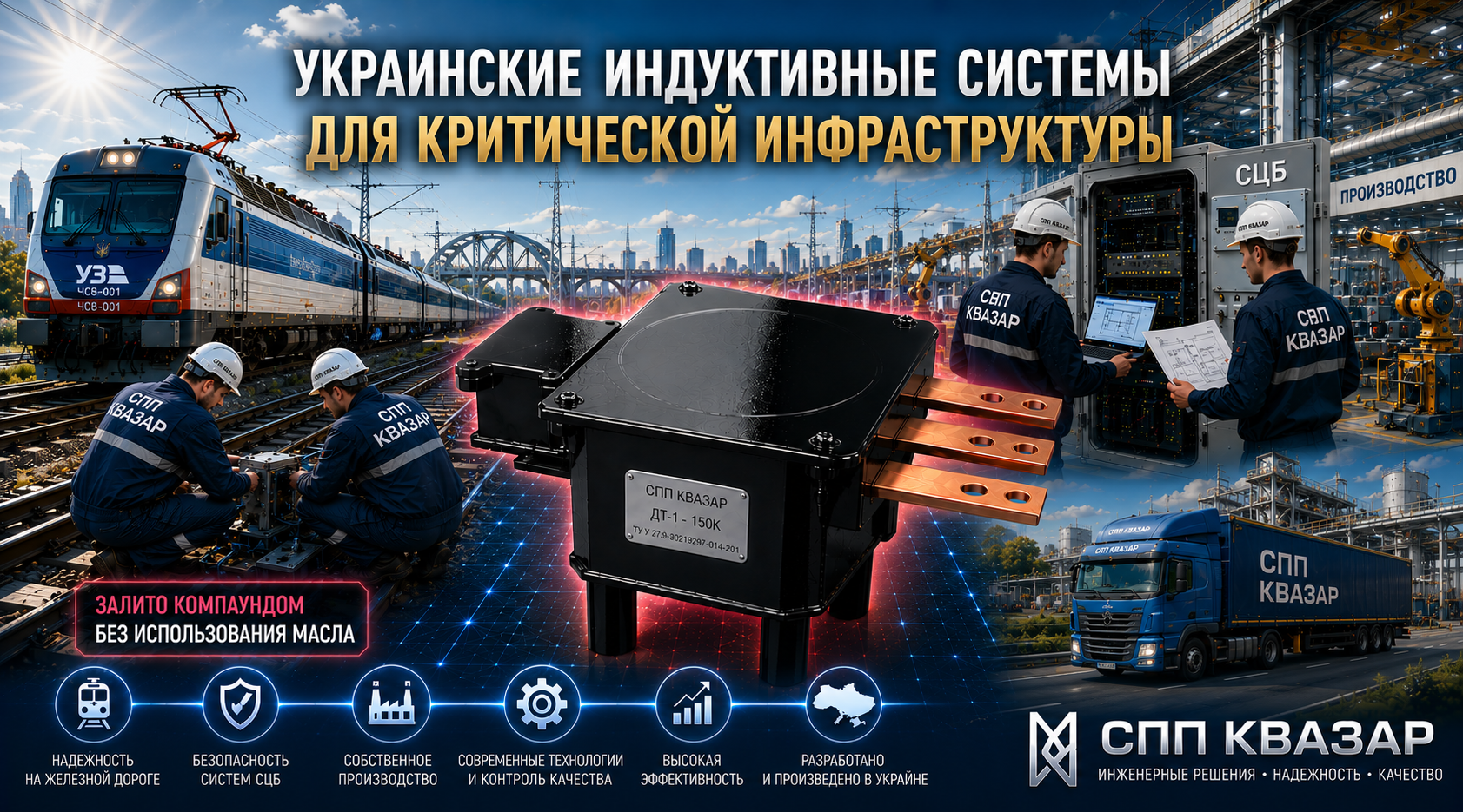 Украинские индуктивные системы СПП КВАЗАР - дроссель-трансформаторы залиты компаундом, без использования масла, для критической инфраструктуры