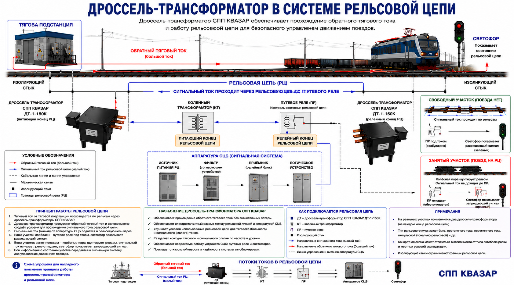 Дроссель-трансформатор СПП КВАЗАР в системе рельсовой электроцепи