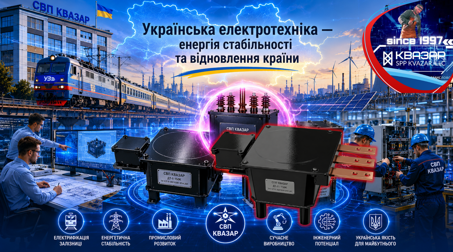 Українська електротехніка — енергія стабільності та відновлення країни - СВП КВАЗАР є виробником промислової електротехніки, в тому числі дросель-трансформаторів