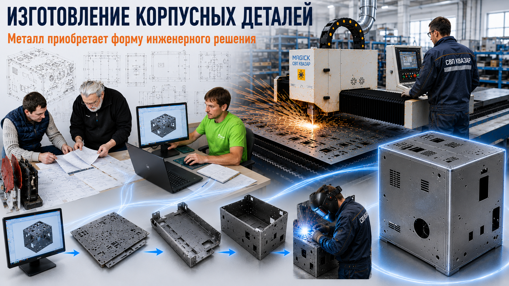 Изготовление металлических корпусов методом лазерной резки и гибки на металлокомплексе СПП КВАЗАР