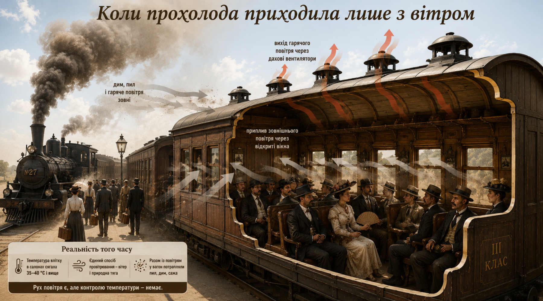 Історія вентиляції пасажирських вагонів до появи залізничних кондиціонерів - аналітика СВП КВАЗАР