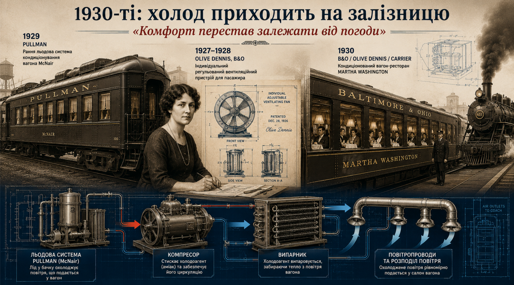Поява перших систем кондиціонування пасажирських вагонів у США в 1930-х роках - аналітика СВП КВАЗАР