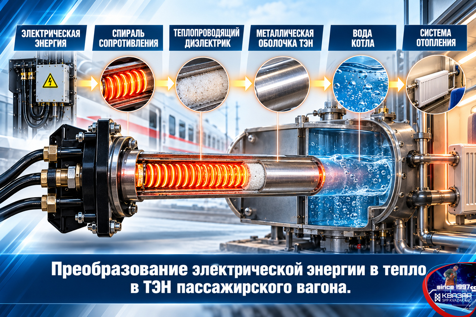 Принцип работы трубчатого электронагревателя в комбинированном котле пассажирского вагона