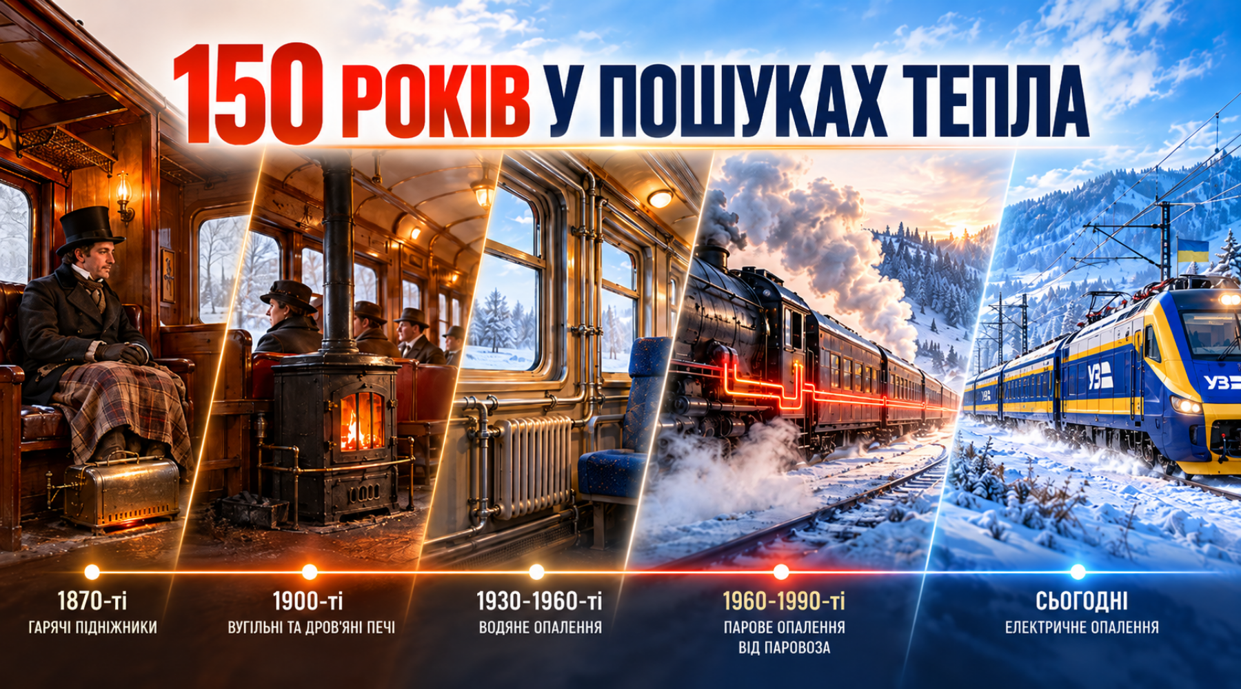 Еволюція систем опалення пасажирських вагонів від грілок до електричного опалення