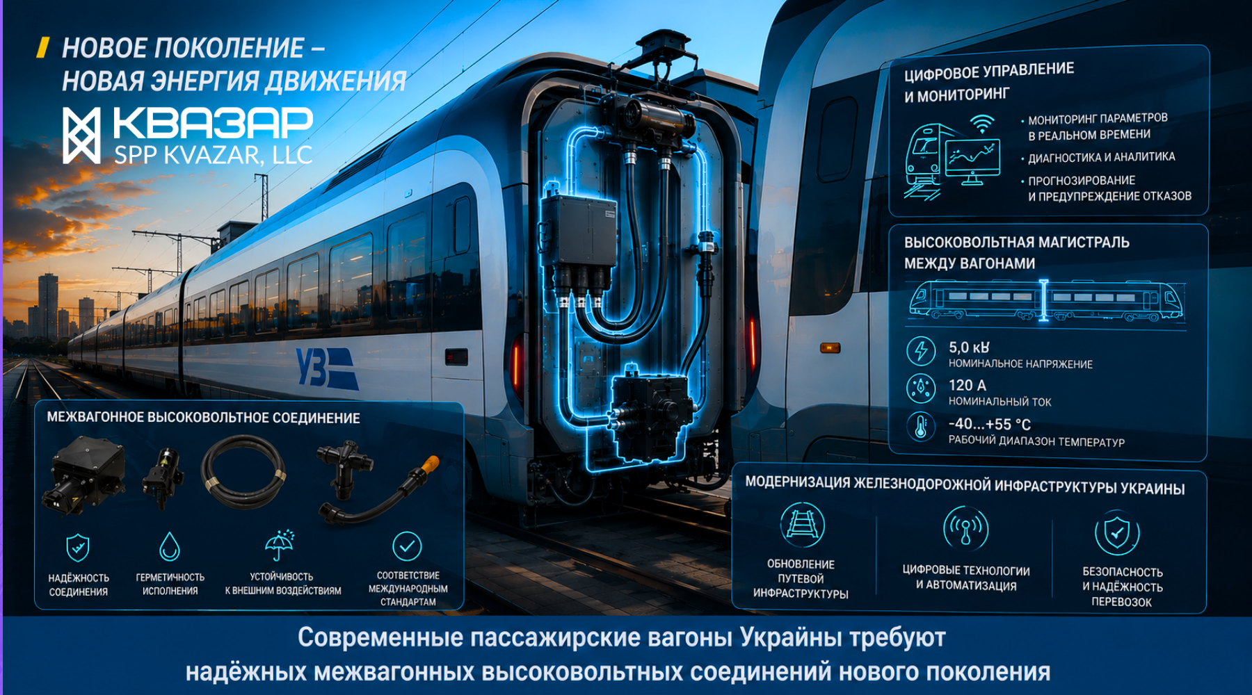 Современный пассажирский вагон с системой межвагонного высоковольтного соединения