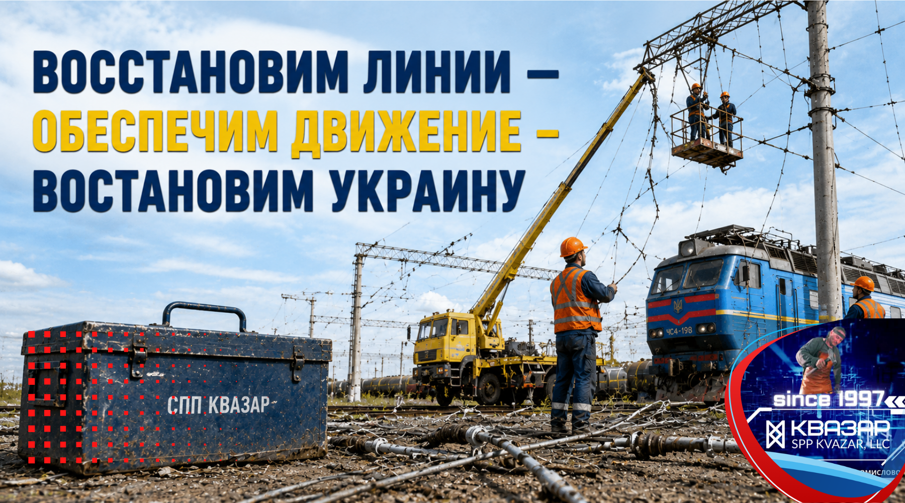 Ремонт контактной сети железной дороги Украины после повреждений инфраструктуры