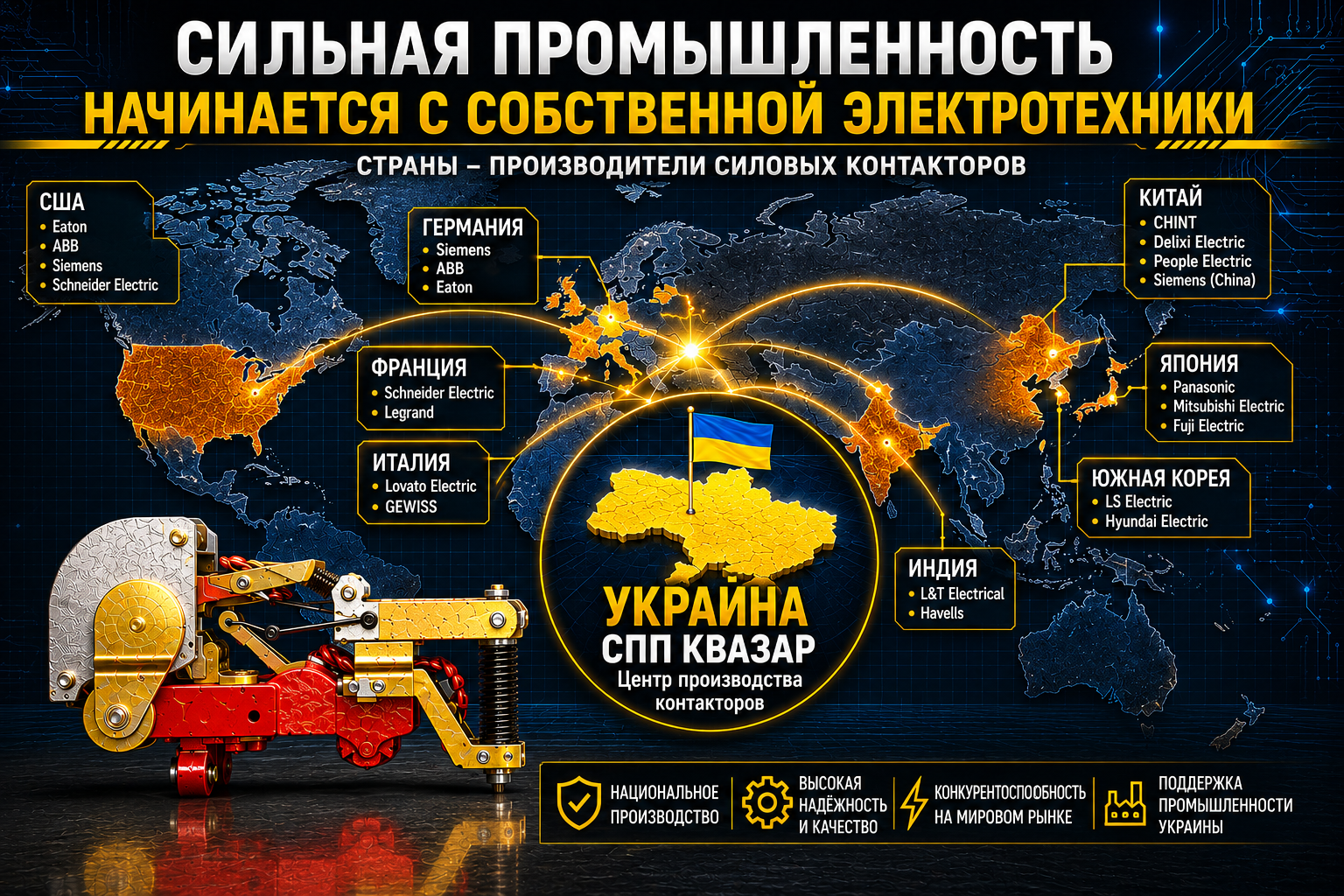 Мировые производители контакторов и украинское производство СПП КВАЗАР