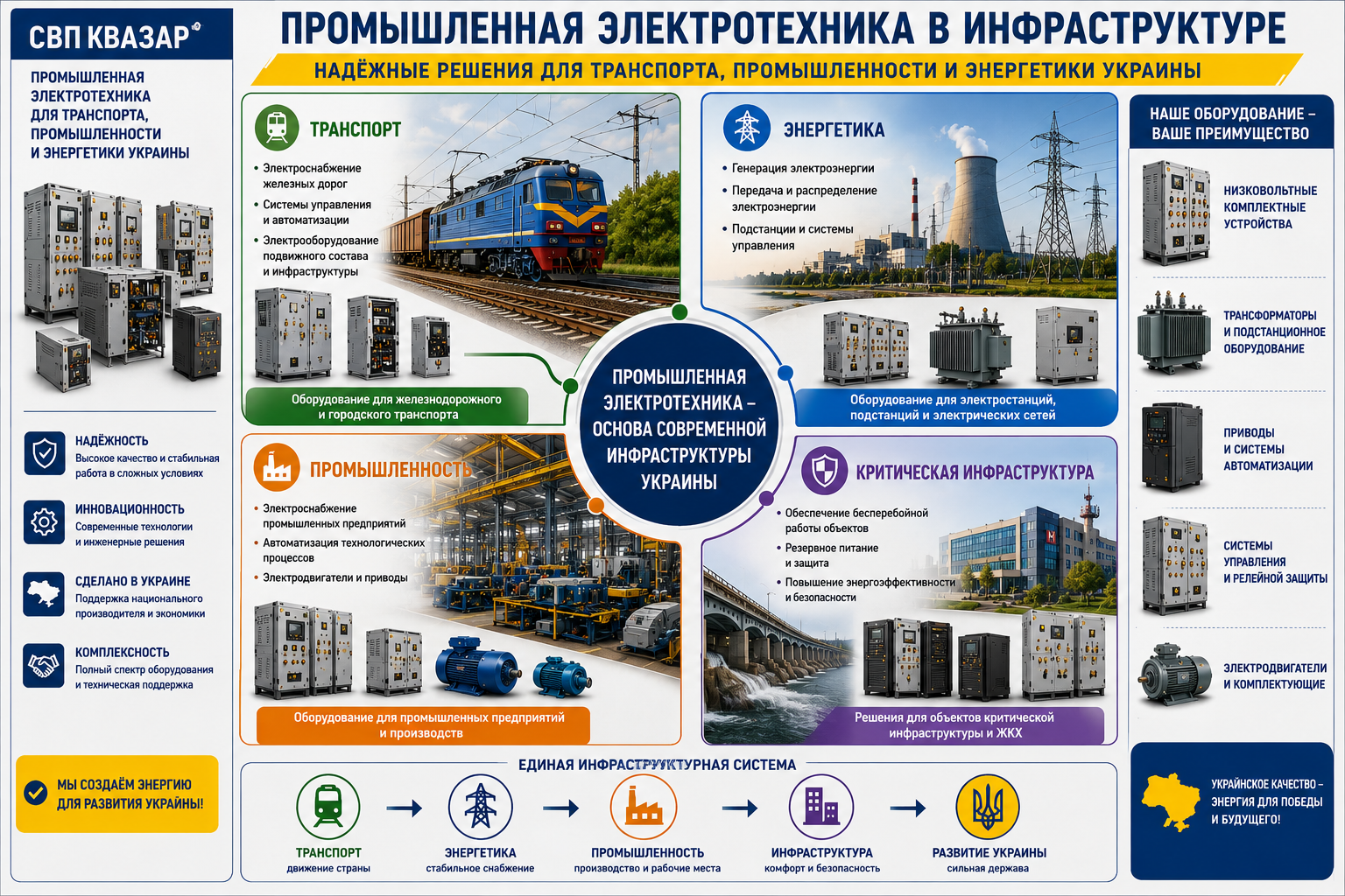 СПП КВАЗАР и промышленная электротехника для транспорта, промышленности и энергетики Украины