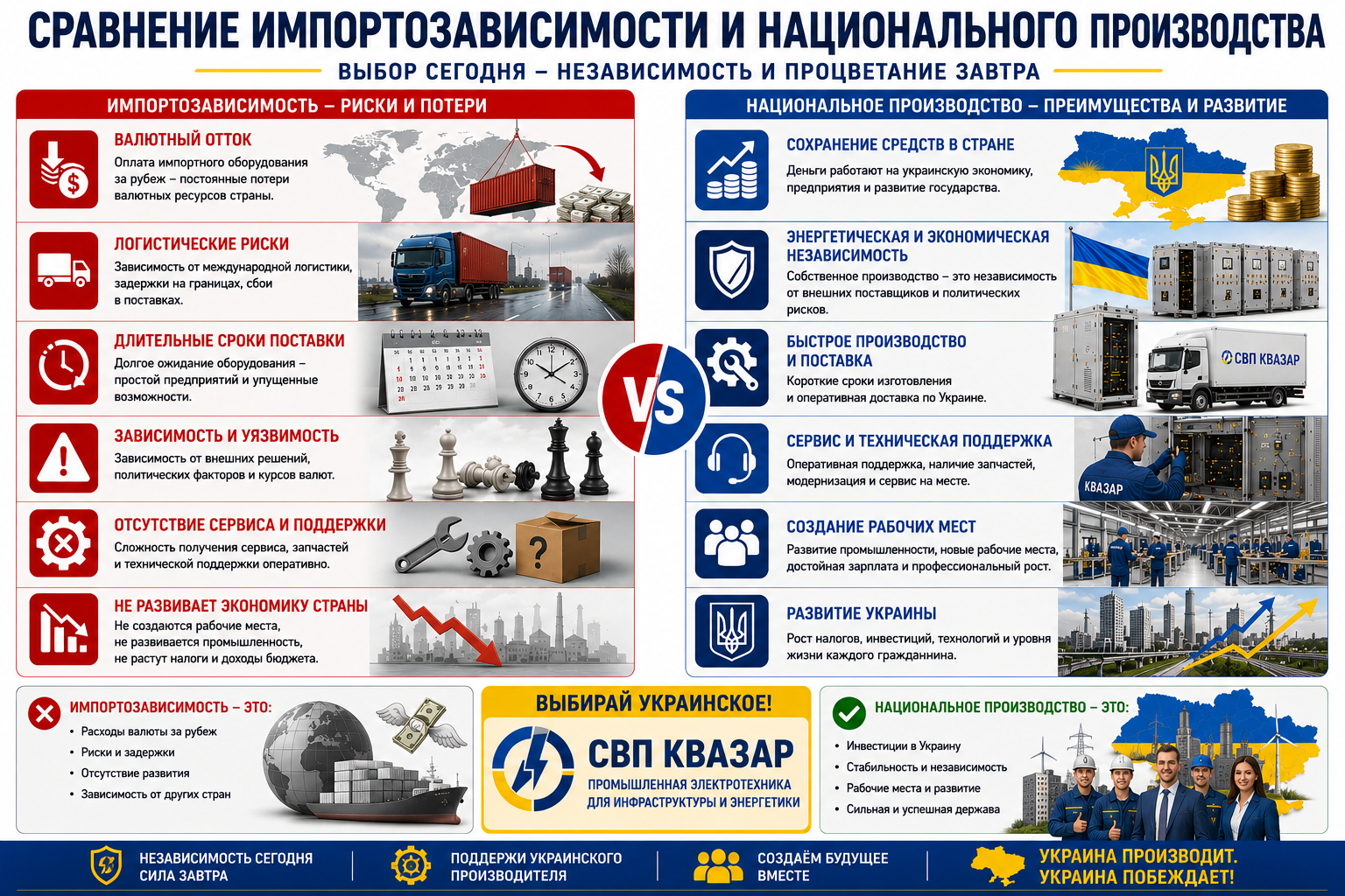 СПП КВАЗАР и развитие украинской промышленной электротехники для инфраструктуры и энергетики (инфографика, сравнительный анализ, аналитика)