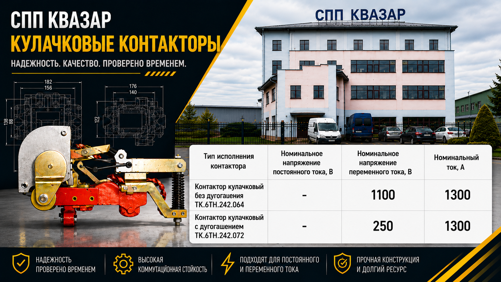 Характеристики контакторов кулачковых ТК.6ТН с дугогасением и без - СПП КВАЗАР